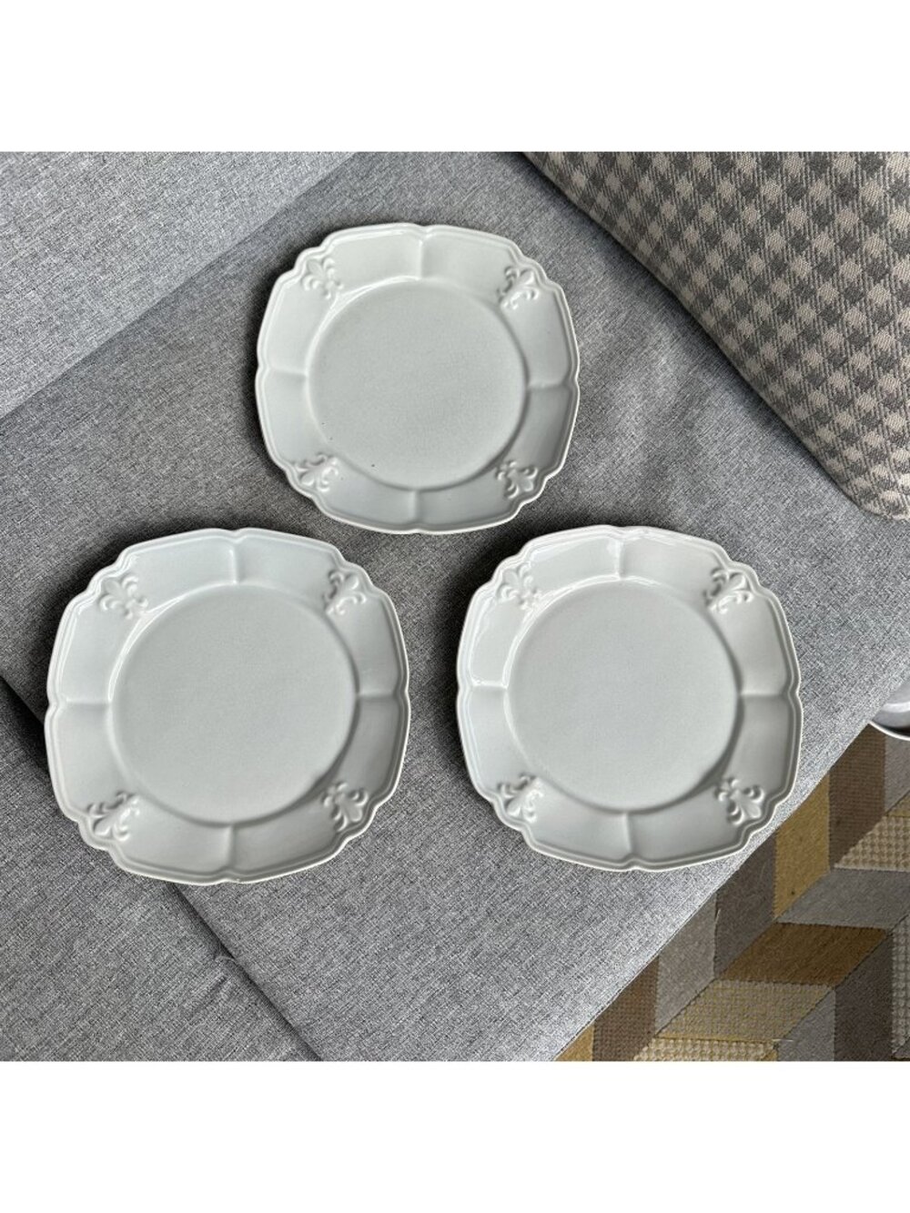 Portmeirion Fleur De Lys Salad Plate Gray Set of 3 French Country Replacement
